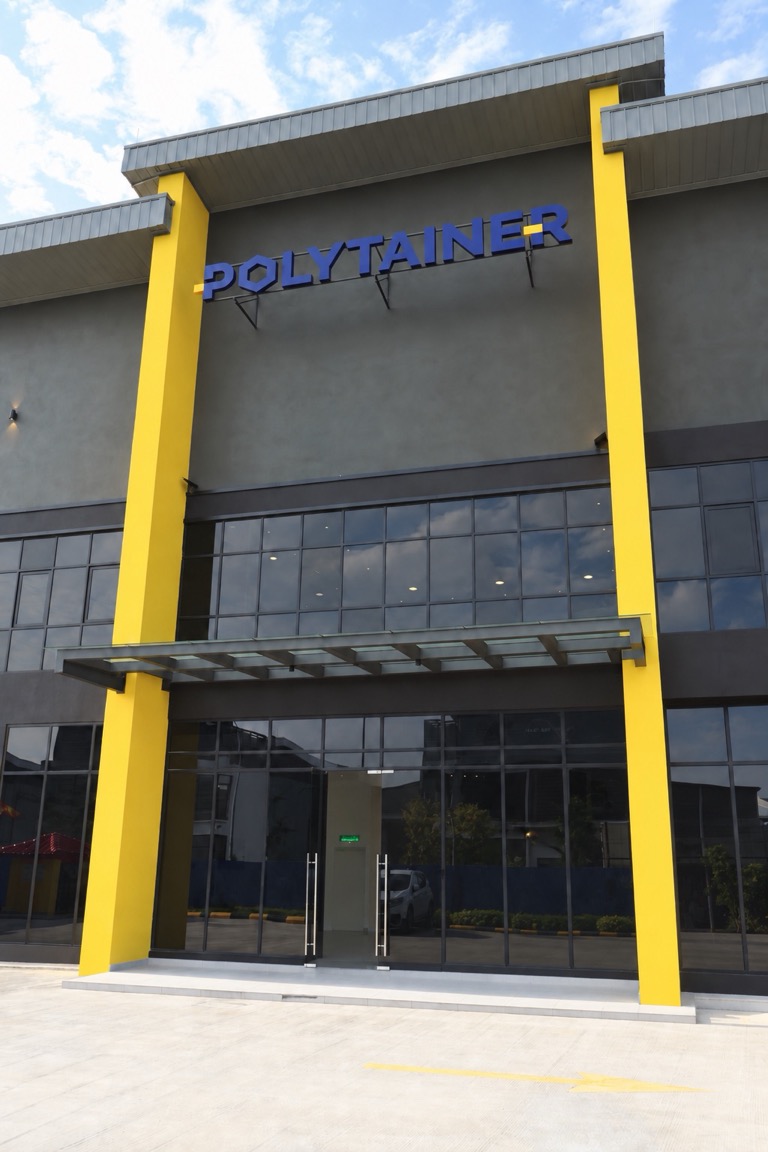 Polytainer sign on the headquarters and manufacturing facility in Bandar Bukit Raja